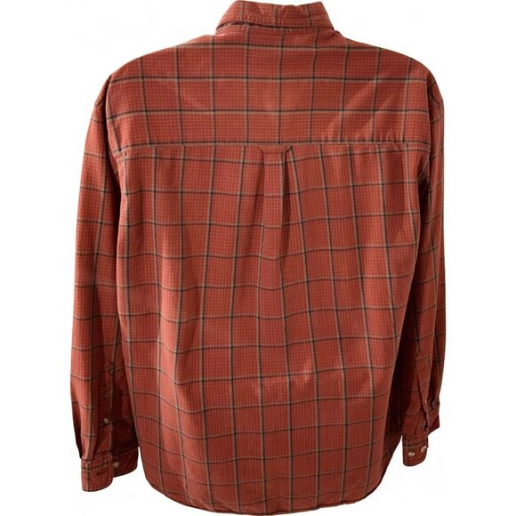 Columbia Men’s Red Windowpane Plaid l Shirt Size L Long Sleeve Outdoor Casual - Picture 6 of 8